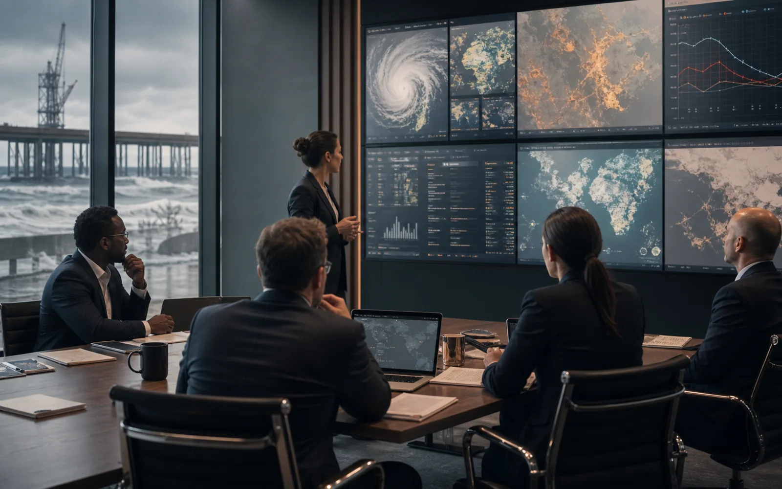 Investment team mapping climate exposure across physical assets